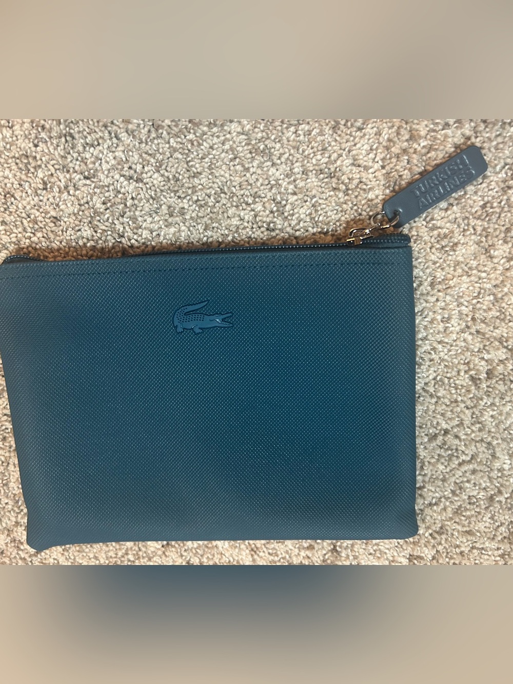 Lacoste Turkish Airlines Business Class Amenity Kit Pouch Teal Blue
